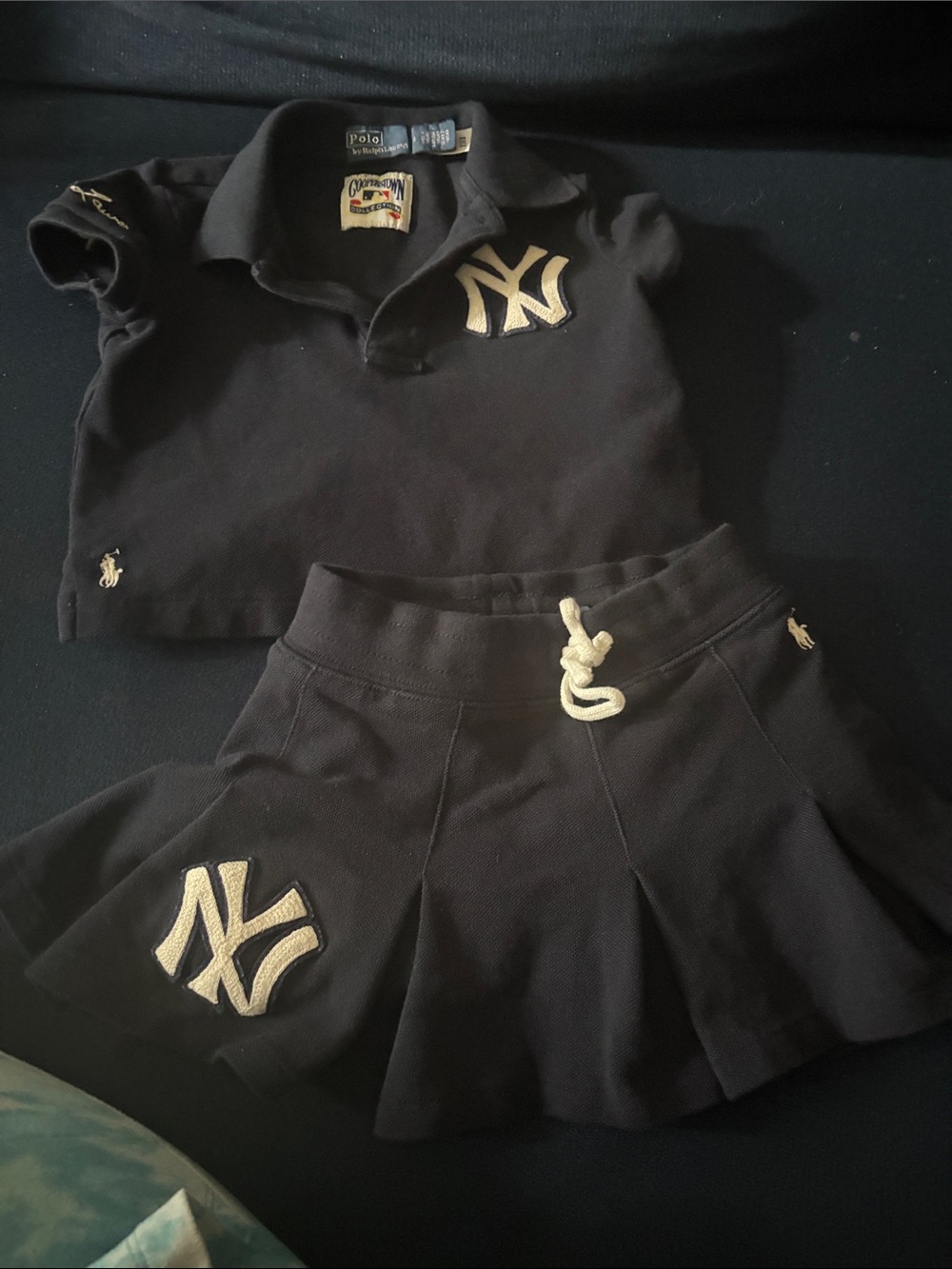 Ralph Lauren Navy Girls' Pleated Skort with NY Patch